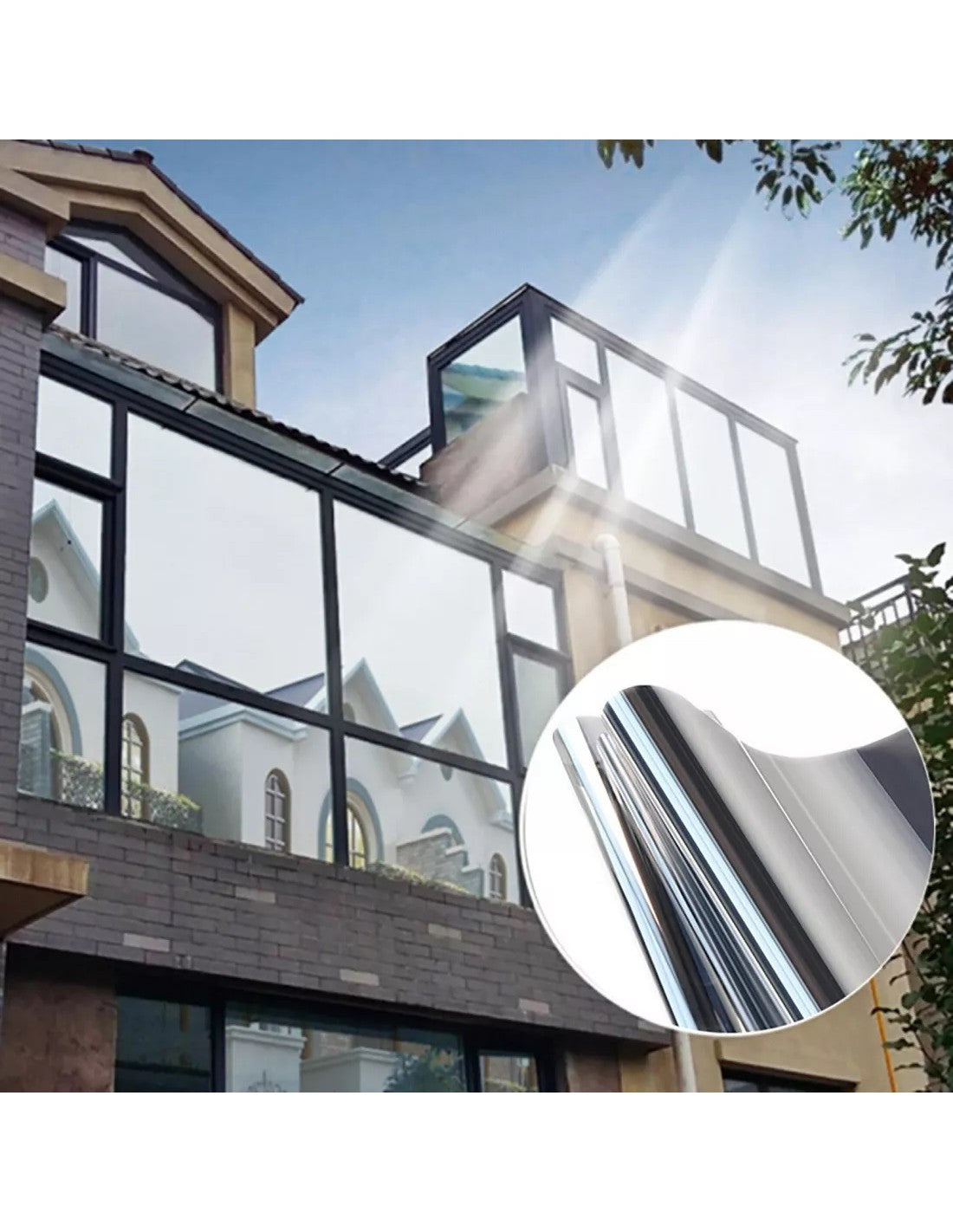 Folie de protectie solara pentru geamuri interioare, cu efect de oglinda, UV, 60x300cm