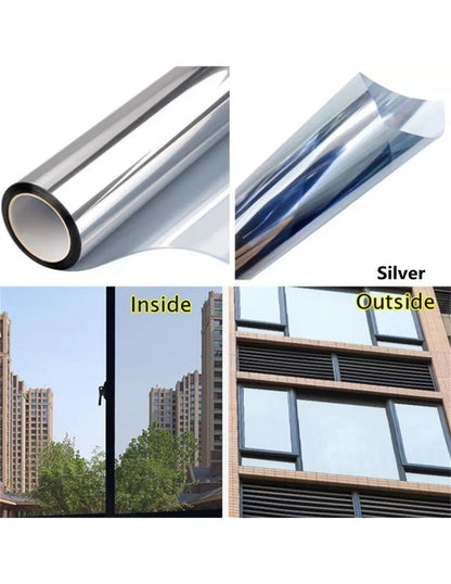 Folie reflexiva albastra cu protectie solara pentru geamuri interioare, cu efect de oglinda, UV, 60x300cm
