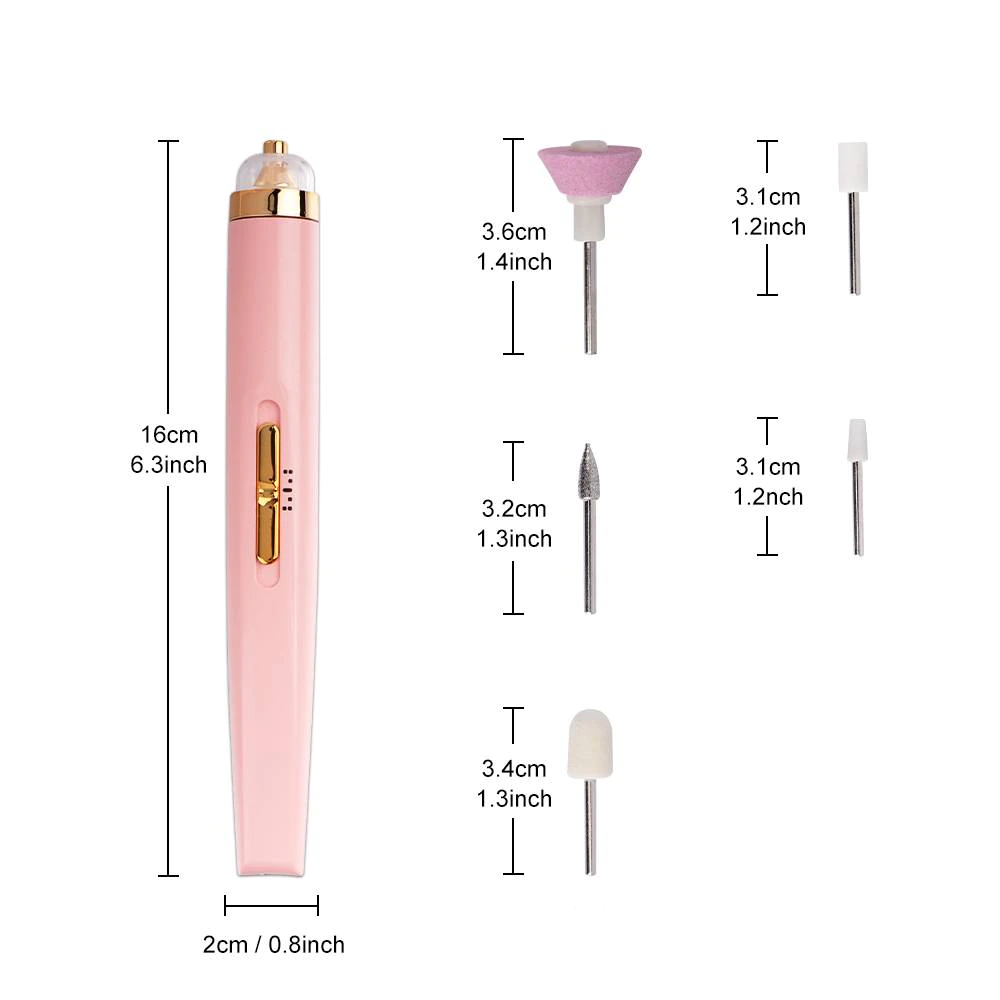Freza Electrica de Unghii, 5 in 1, Andowl M289, Incarcare USB, Roz