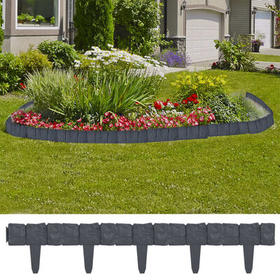 Gard din plastic cu aspect de piatra, gri, set 10buc