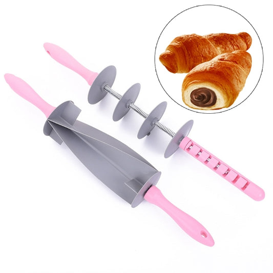 Set 2 instrumente pentru patiserie, tip rola, gri/roz