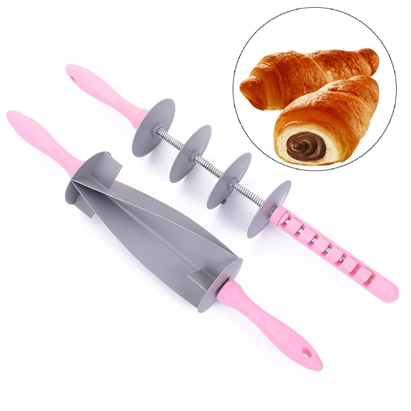 Set 2 instrumente pentru patiserie, tip rola, gri/roz