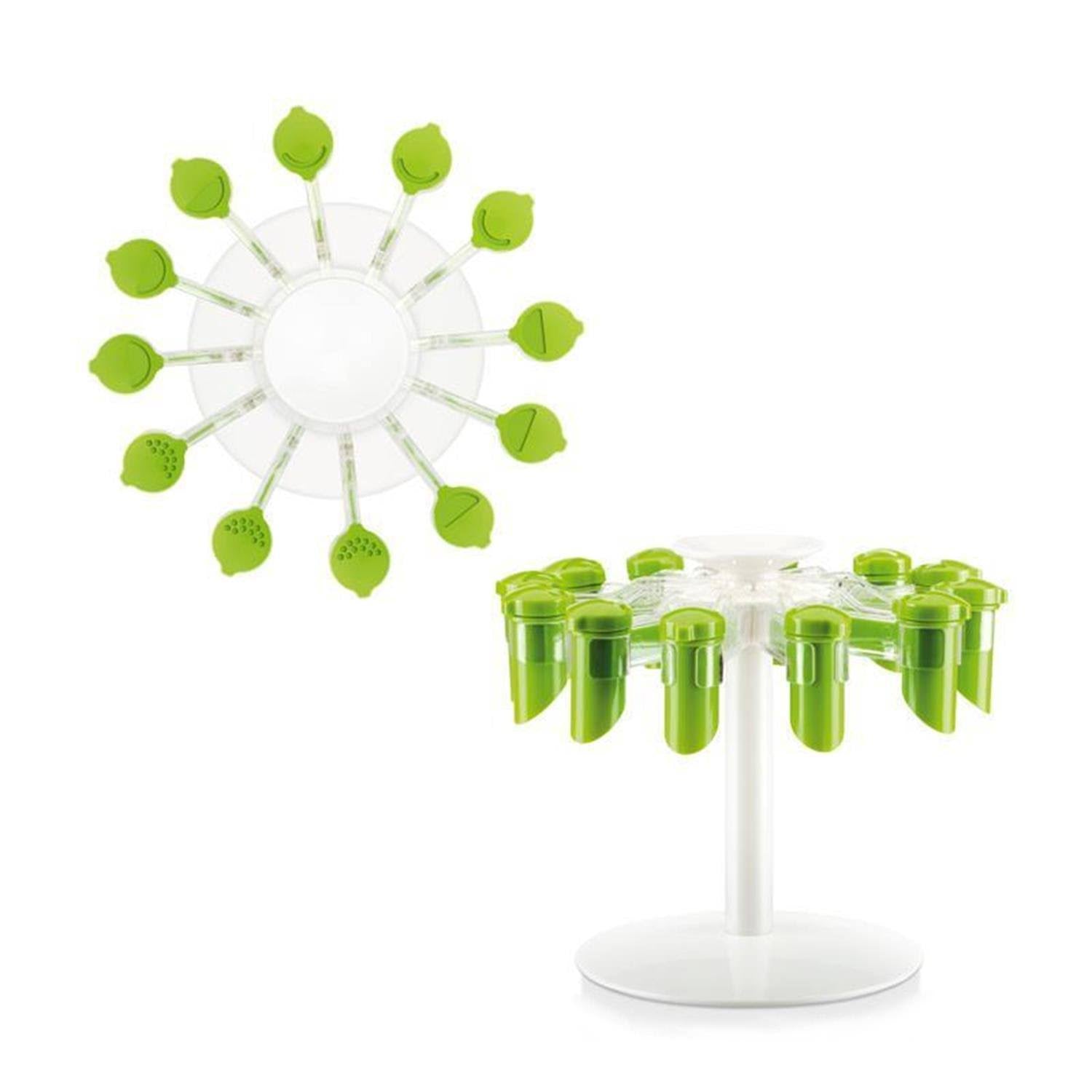 Set 2 in 1 organizatoare de bucatarie pentru condimente, cu cleme, transparente