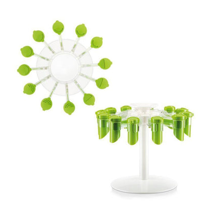 Set 2 in 1 organizatoare de bucatarie pentru condimente, cu cleme, transparente
