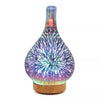 Umidificator în formă de vază de sticlă cu artificii 3D, cu 7 culori, lumină de noapte, aromă, difuzor cu ulei esențial, ultrasunete