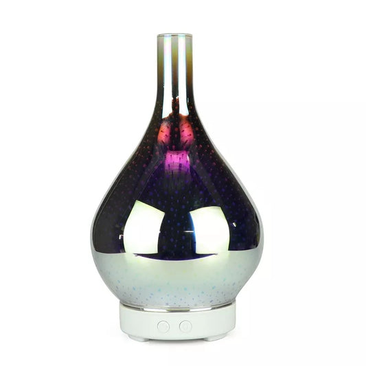 Umidificator în formă de vază de sticlă cu artificii 3D, cu 7 culori, lumină de noapte, aromă, difuzor cu ulei esențial, ultrasunete