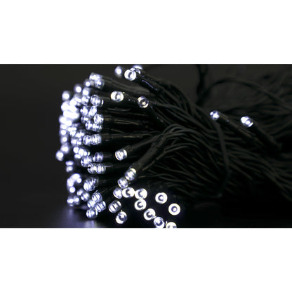 Instalatie Craciun 20M, 200 LED, alb rece, energie solara, interior/exterior