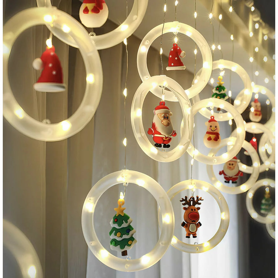 Instalatie LED tip Perdea cu 10 figurine LED pentru Craciun, 3M