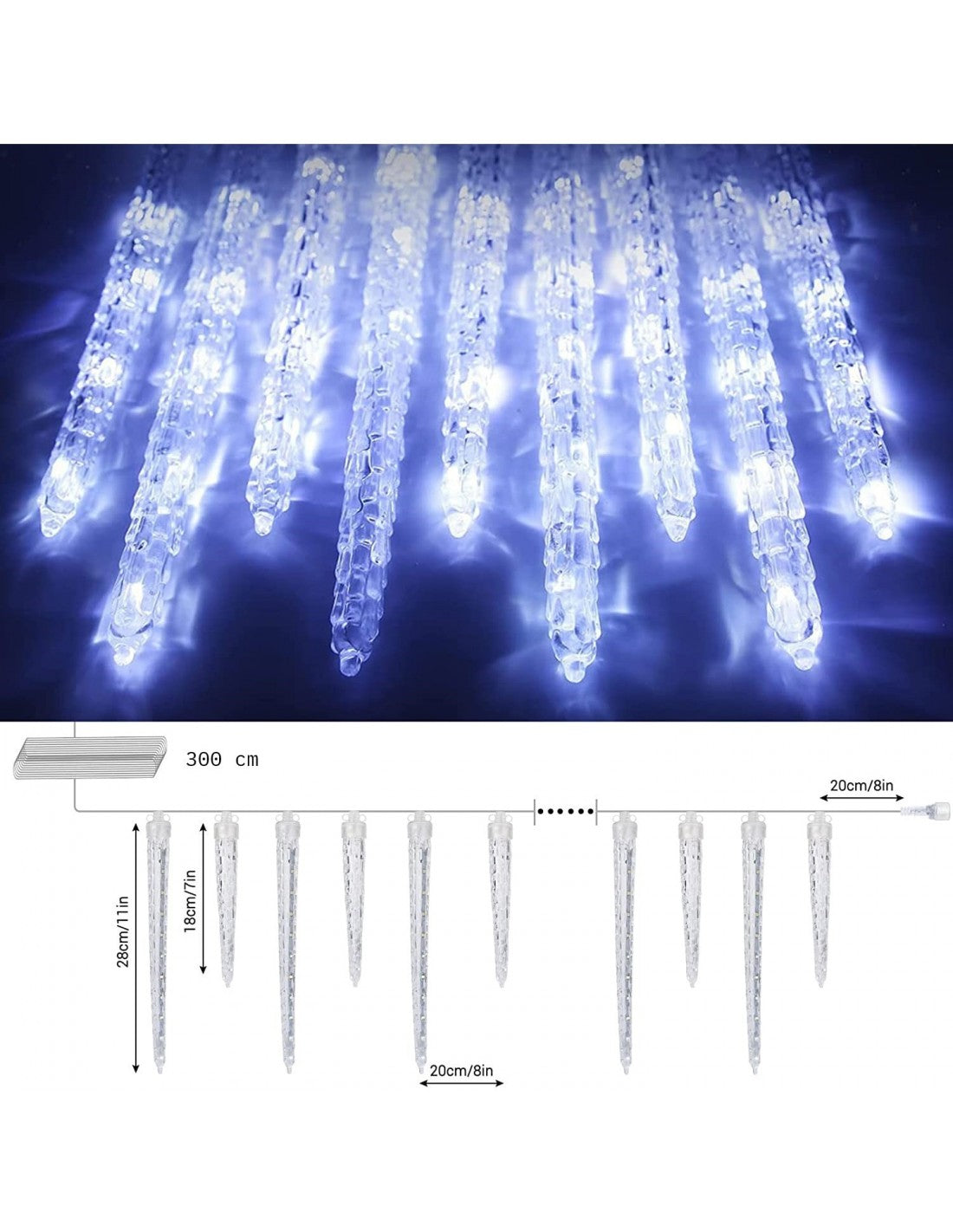 Instalatie solara tip turturi de gheata cu led, 3M, interconectabili, IP44, diverse culori