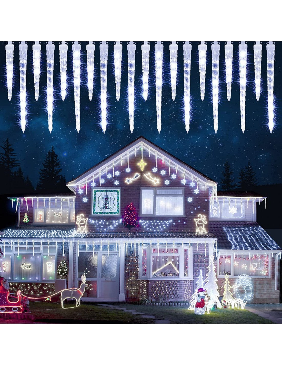 Instalatie tip turturi de gheata cu led, 3M, interconectabili, IP44, diverse culori