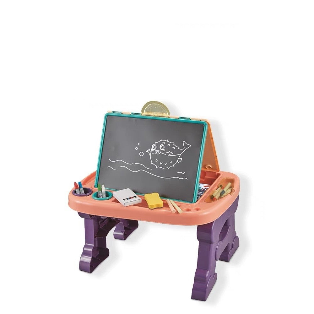 Masuta educativa pentru copii 2 in 1, masa si tabla pentru desenat, multicolor