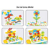 Jucarie educativa pentru copii, set 258 piese, 6 in 1, valiza cu bormasina, multicolor