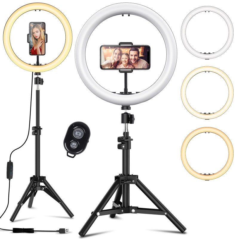 Lampa Circulara Ring Light 36cm/14 Inch, model C, USB, Telecomanda wifi Camera, 3 suport telefon, Profesionala Tiktok Youtube