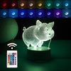 Lampa LED decorativa, Flippy, 3D, Porcusor Gras, din material acril si lumina multicolora, alb