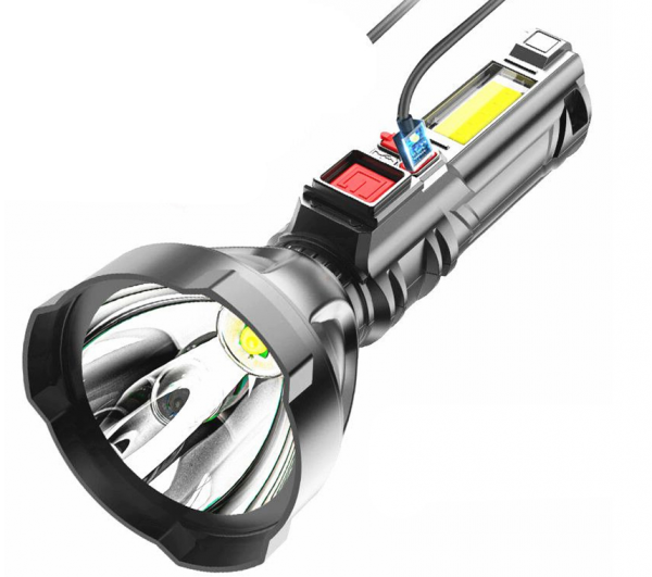 Lanterna de mana BL-830 cu incarcare USB, 3 moduri functionare, negru