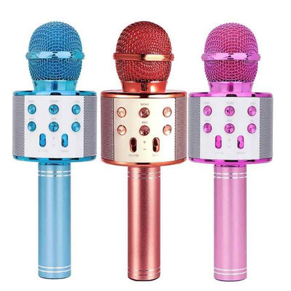Microfon karaoke copii, wireless, acumulator 1800mah, iOS Android WS-858,Albastru