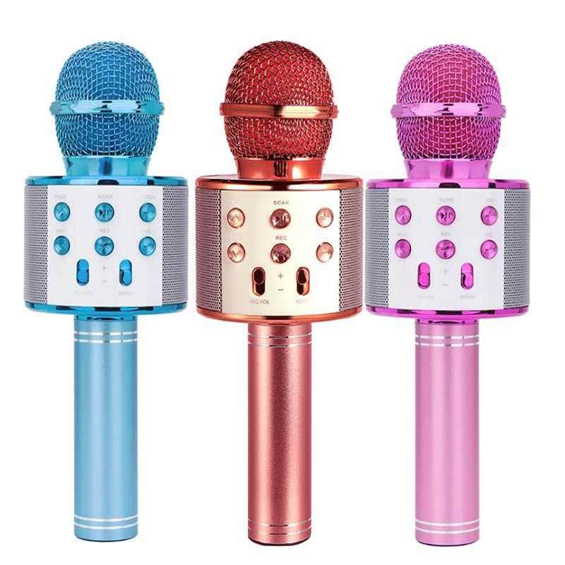 Microfon karaoke copii, wireless, acumulator 1800mah, iOS Android WS-858,Albastru