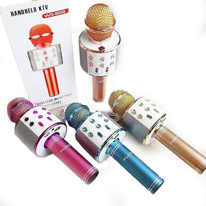 Microfon karaoke copii, wireless, acumulator 1800mah, iOS Android WS-858,Albastru
