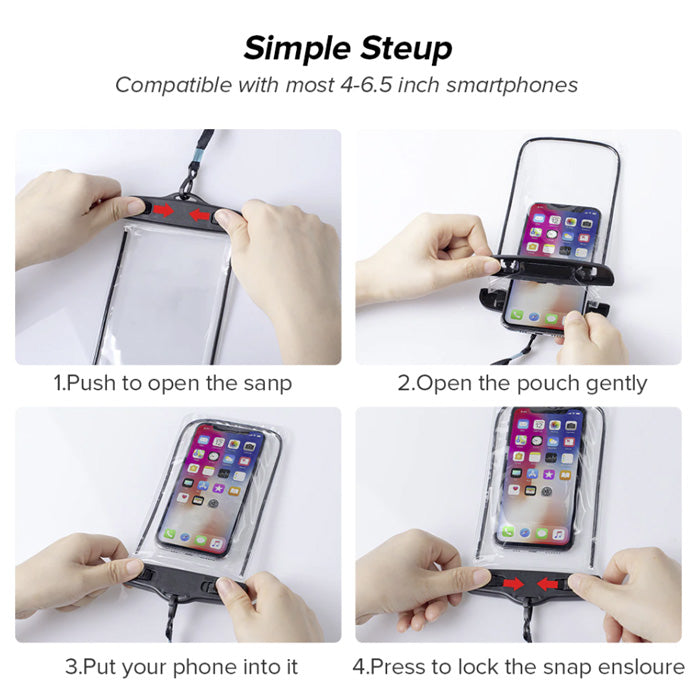 Husa subacvatica pentru telefon, Ultra rezistenta, Universala, Waterproof, Negru