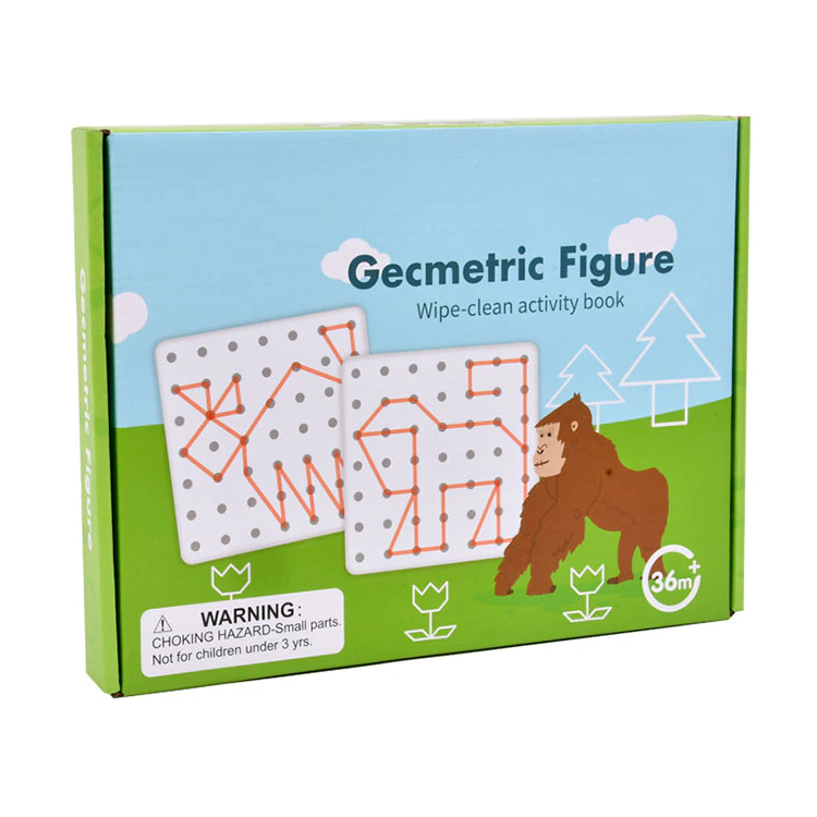 Joc educativ Geometric Figure, Figuri geometrice prin unirea liniilor si punctelor, 50 modele, + 3ani