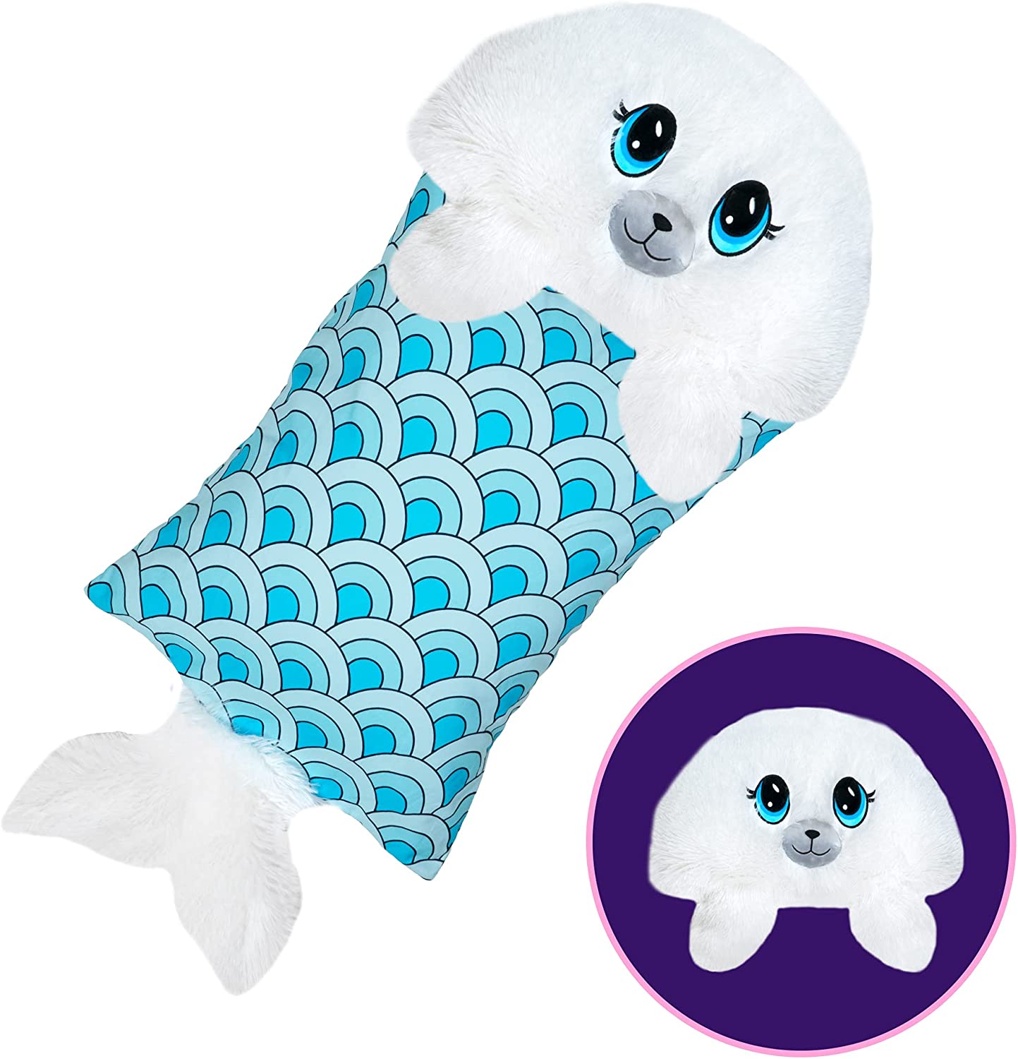 Fata de perna pentru copii, cu jucarie de plus detasabila, Fluff Pets, 50x66 cm