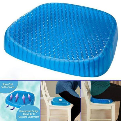 Perna din gel, cu memorie, tip fagure, pentru scaun, albastru