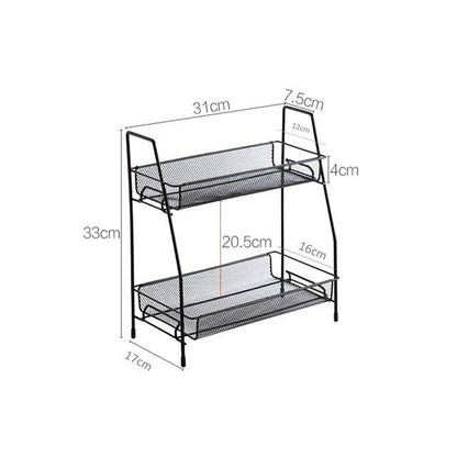 Suport organizator din metal cu 2 etajere, negru