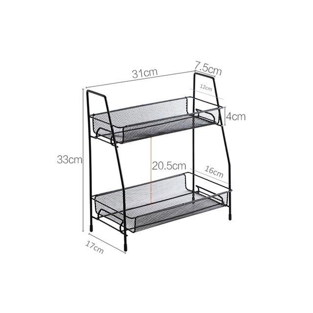 Suport organizator din metal cu 2 etajere, negru