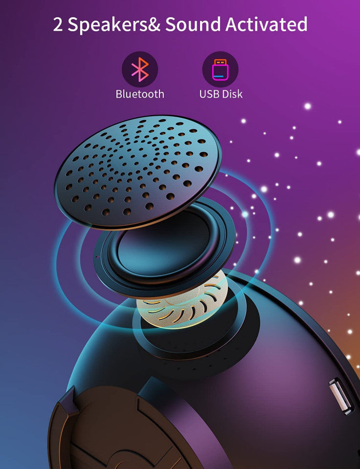 Proiector LED 'Galaxy Projector' cu difuzor si telecomanda, negru