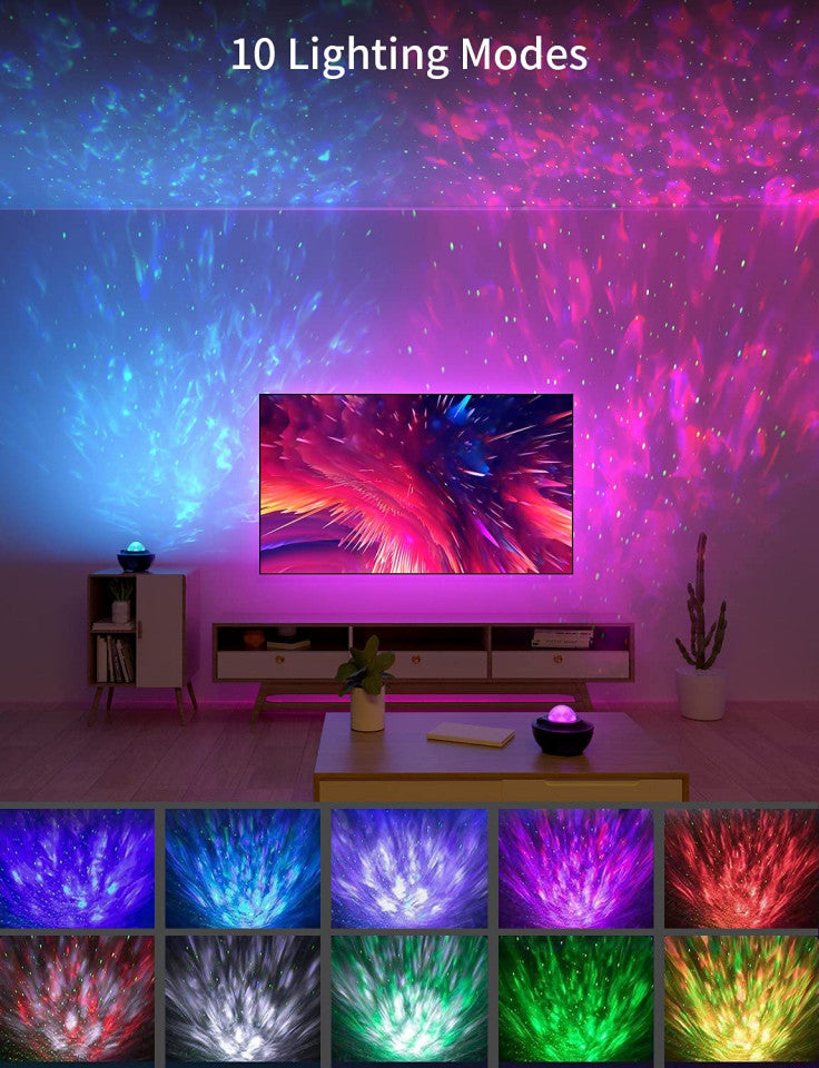 Proiector LED 'Galaxy Projector' cu difuzor si telecomanda, negru