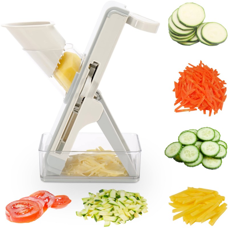 Razatoare Safe Dash Mandoline speciala pentru fructe si legume, Otel Inoxidabil Si plastic ABS, Maner Mare, Lame Ascutite