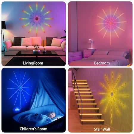 Lumini LED tip artificii inteligente, RGB, muzica, telecomanda si control din smartphone, multicolor
