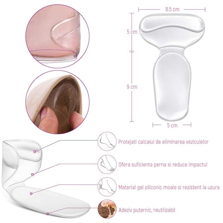 Set 2 branturi din silicon pentru incaltaminte, marime universala, transparent