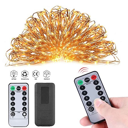 Ghirlanda instalatie luminoasa din cupru, 3M, waterproof, 8 moduri de lumina