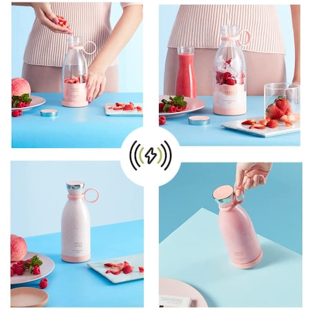 Mini Blender Electric cu Incarcare Wireless, Portabil, Multifunctional, 350 ml, 20000 rpm, Fresh Juice, Alb