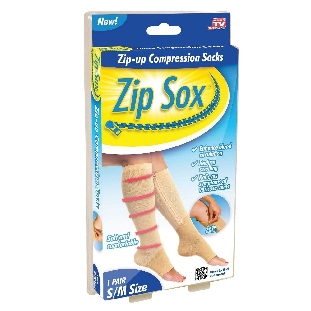 Sosete Zip Sox cu fermoar, pentru stimularea circulatiei, antivarice, marime universala