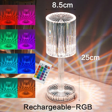 Veioza Rose Diamond acrilica, LED, RGB, pentru dormitor, restaurant, birou, cu telecomanda