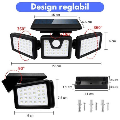 Lampa Solara Reglabila pentru Exterior cu Senzor, 74 LED-uri, 2400 mAh