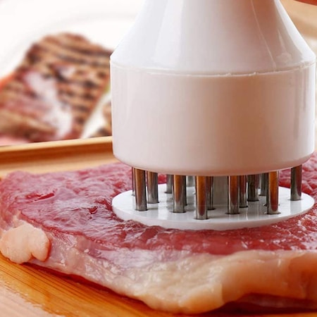 Ustensila pentru fragezit carnea, din inox, alb