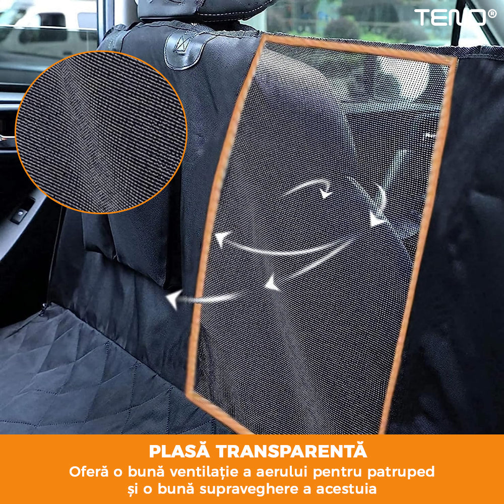 Husa Auto Protectie si Transport Animale Teno13, anti-zgarieturi, waterproof, impermeabila, accesoriu inclus, material OXFORD D600, negru