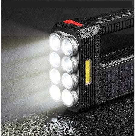 Lanterna cu 8 LED, Incarcare Solara si USB, Lumina Laterala si Frontala, 4 Moduri de Iluminare, Rezistenta la Apa