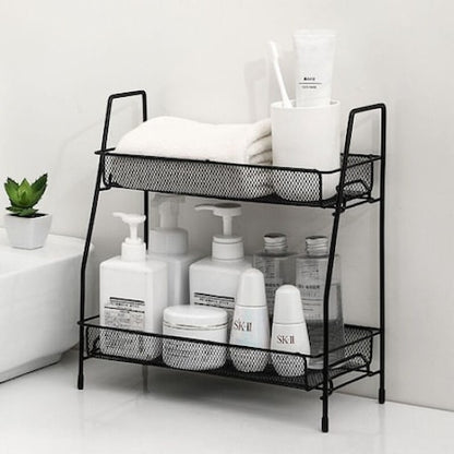 Suport organizator din metal cu 2 etajere, negru