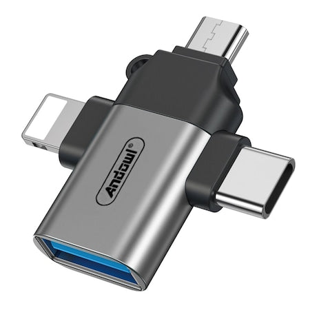 Adaptor OTG 3in1, de la USB 3.0, la Micro USB/Type-C/Lightning, Plug & Play