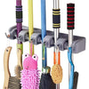 Suport multifunctional de perete pentru maturi si mop, 5 spatii pentru unelte si 6 cuiere, sistem ingenios de agatare