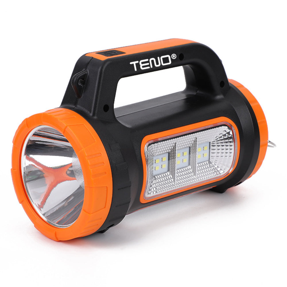 Lanterna Solara de Camping Teno269, 2 moduri de alimentare, 5 moduri de iluminare, portabila, pentru drumetii, port USB, reincarcabila, portocaliu
