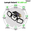 Lampa Solara Tripla 72 LED-uri Teno64, senzor de miscare, 3 moduri de iluminare, protectie IP67, Waterproof, exterior, negru