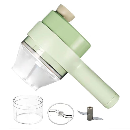 Tocator electric portabil de taiat legume, fructe si carne, 30w, 4 in 1, Verde