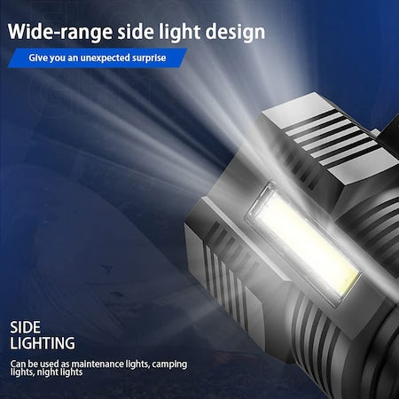Lanterna LED Reincarcabila, 3 Trepte, 10W, Portabila, Negru, W844