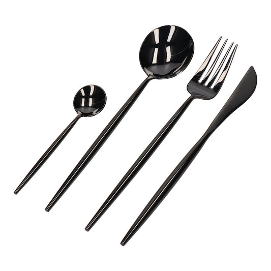 Set tacamuri 24 piese, stil portughez, otel inoxidabil, Luxury-Negru