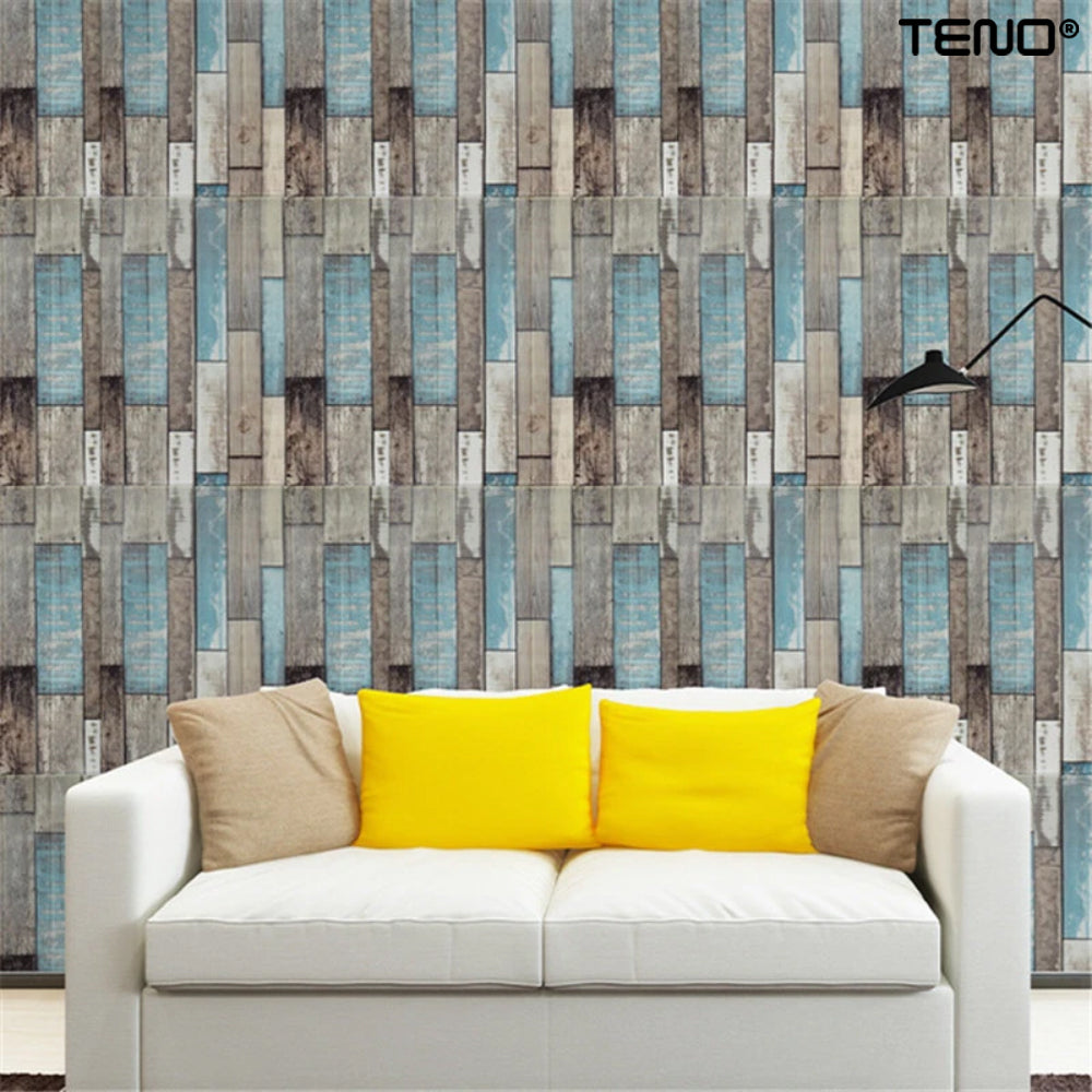 Set Tapet Panou 3D Teno99, Model Lemn, suprafata acoperire 4.9 mp, autoadeziv, waterproof, usor de montat, design modern, 70x70 cm, multicolor
